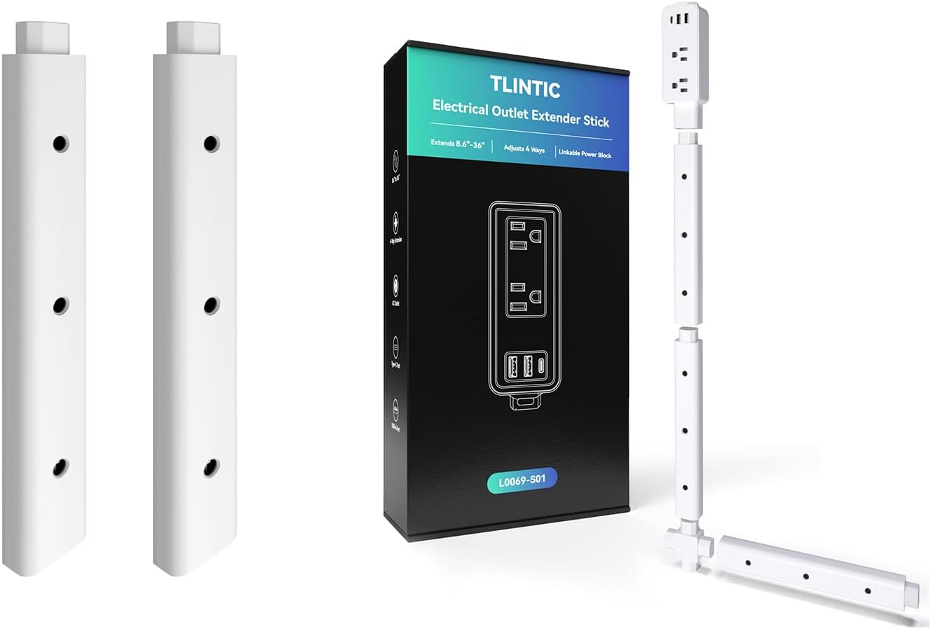 Electrical Outlet Extender Stick with 2 Extra Extender Rods – Extends from 8.6" to 54.6" for Hard-to-Reach Spaces