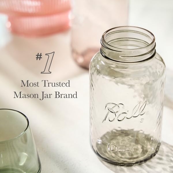Ball Vintage Glass Mason Jars Variety Pack, 32 Oz Regular Mouth Quart Size, Durable Glass Storage Jars for Canning, Preserving, and Home Storage, Rose & Sand Color, 4 Count (Pack of 2) by Ball - Image 4
