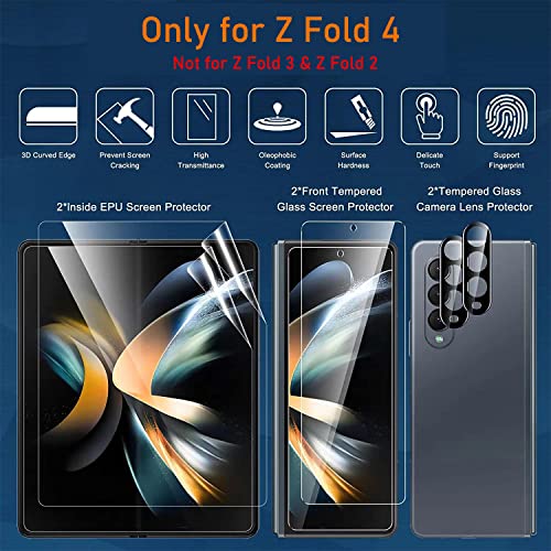 2X Tempered Glass Front Screen Protector Compatible with Samsung Galaxy Z Fold 4+ 2X Inner Soft TPU Film Shields+ 2X Camera Lens Protector [Scratch Resistant] [Bubble Free] - Thumbnail 3