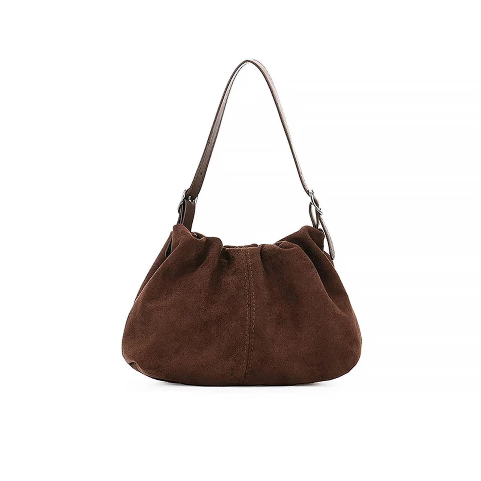 Borsa Camoscio Marrone Borse da donna in finta pelle scamosciata Borsa piccola e di lusso solida Borsa a tracolla e spalla vintage for le gite quotidiane