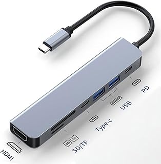 USB C Hub HDMI Adapter for MacBook Pro/Air, 7-in-1 Powered USB-C Multiport Hub Adapter with 4K HDMI, PD, USB 3.0, SD/TF Card Reader for MacBook Pro/Air Laptops, PC, iPad, iPhone 15/16 and More