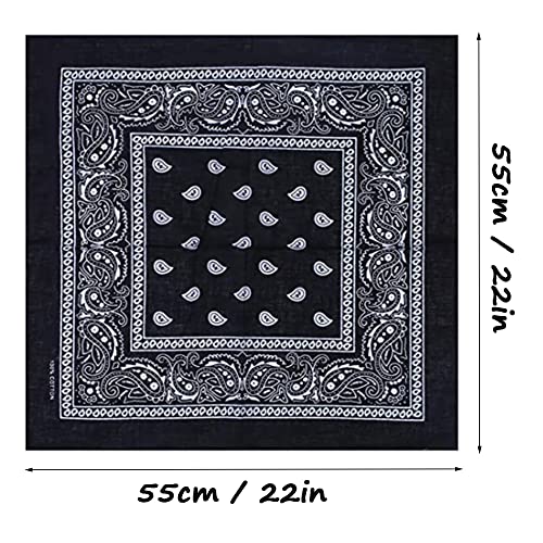 Bandana Kopftuch ,6 Farben 100% Baumwolle Neckerchief Paisley Muster,6er Halstuch Biker Nikki Tuch Haar Schal Vierecktuch für Damen und Herren