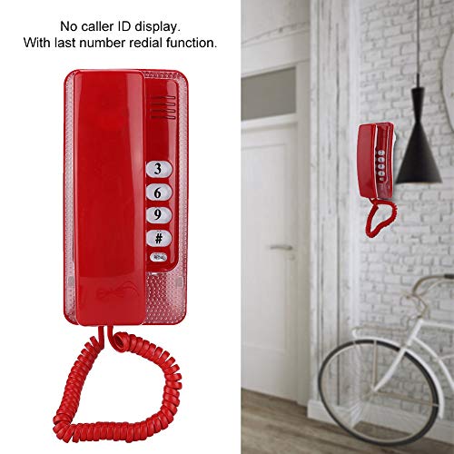 Teléfono fijo con cable para muro sin identificador rojo miniatura 2