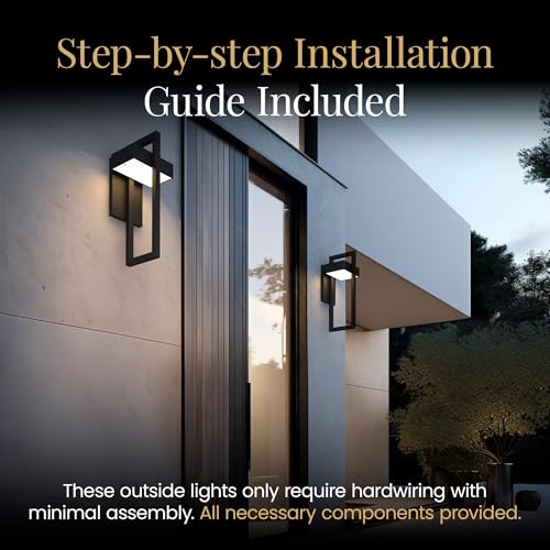MOD LIGHTING Terri Wired LED Outdoor Sconce Lights (2-Pack), 17" Water Resistant Outdoor Wall Lights, 6000K Warm White Exterior Sconces for Patio, Garage, Black by MOD LIGHTING - Image 6