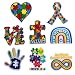 Autism Awareness Iron on Patches, 8PCS Puzzle Piece Embroidered Patches, Rainbow Infinity Love Ribbon Hand Heart Designs, Sew/Iron On Appliques for Clothes, Backpacks, Hats, DIY Decorations