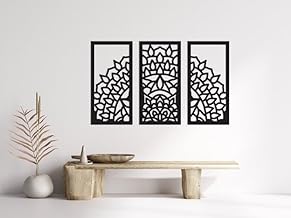 لوحة فنية جدارية خشبية بتصميم زهور ماندالا جديدة