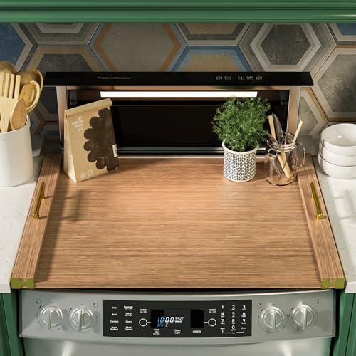 Noodle board stove cover in walnut with handles