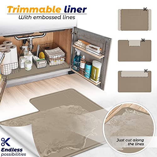 Image of The Original Under Sink Mat - Silicone Waterproof mat, Trimmable, Easy to Clean, Kitchen cabinet liner, Under sink protector mats, Drip Tray with Lip - 34 inch x 22 inch or smaller