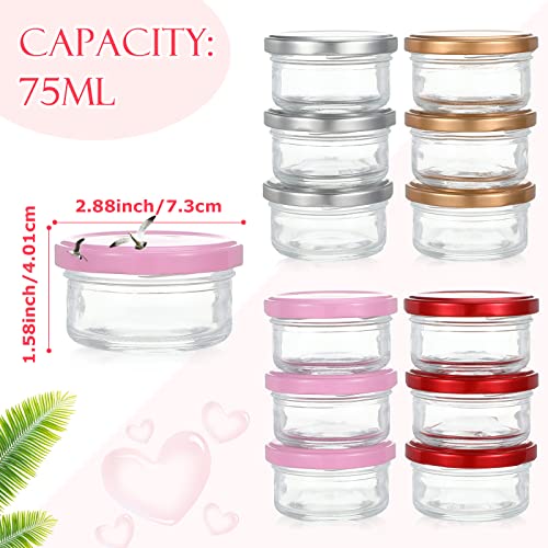 12 Pcs 2.5 Oz Salad Dressing Container To Go Small Glass Food Storage Containers With Lids Airtight Small Glass Jars Leak Proof Reusable Dipping Condiment Sauce Containers For Lunch Box Picnic Travel #TOP1