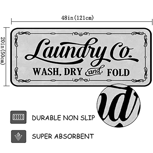 Laundry Room Mat Area Rug Runner Non Slip Soft Laundry Mats Farmhouse Kitchen Floor Mat Mudroom Bathroom Laundry Room Decor 20 X 48 Inch Grey #TOP1