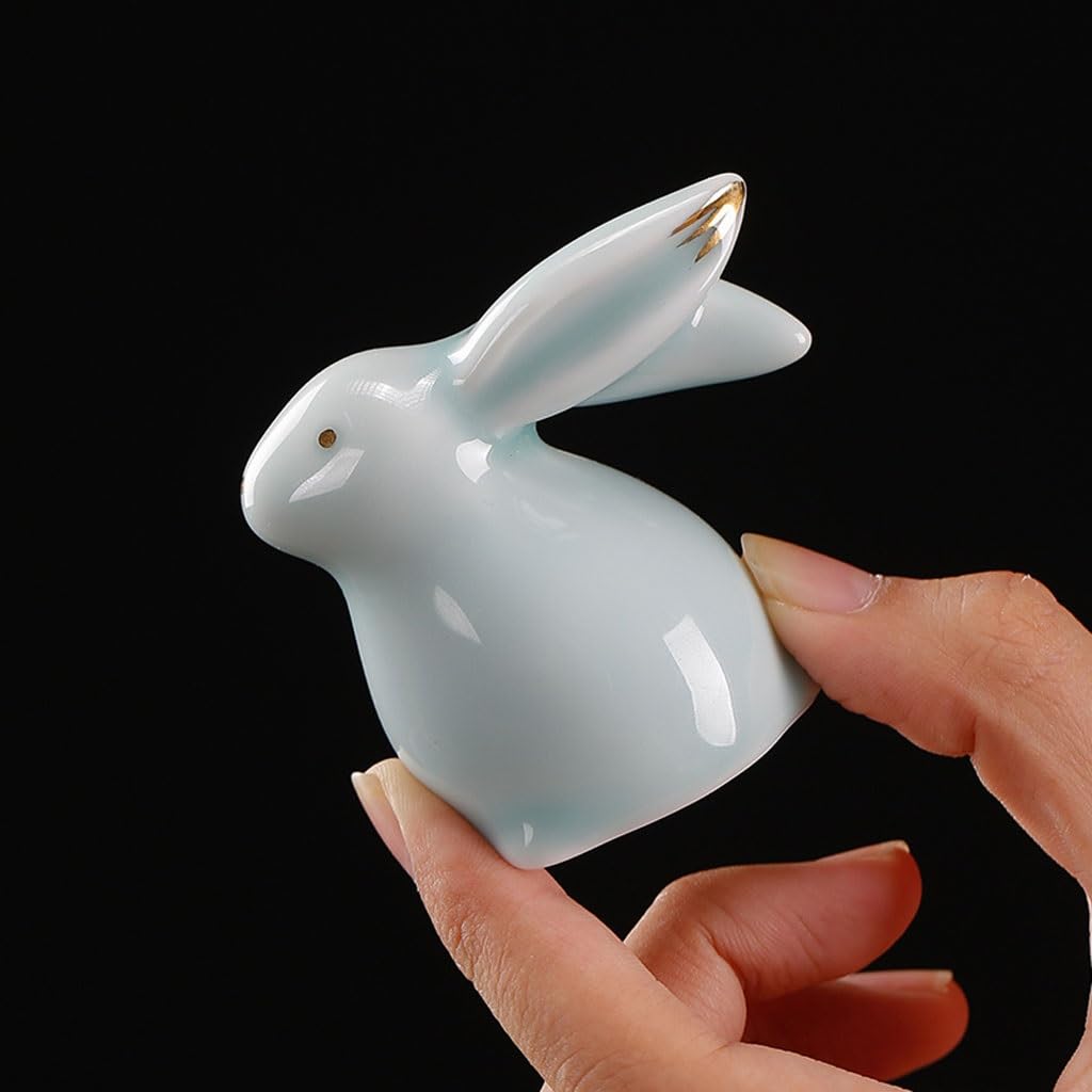 Figurine da Tavolo Creativo Coniglio tè Animale Domestico Ornamento Animale Ceramica Mini Paesaggio in Vaso Tavolo da tè Decorazione della casa Decorazioni da Tavola