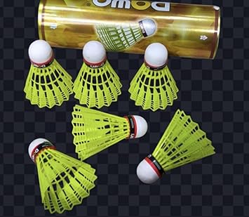 (Pack of 6) Yellow Shuttle Cock Plastic Nylon Shuttlecock Badminton Shuttle (XU6)