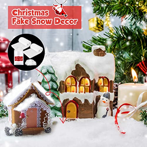 Besteel 18Oz Christmas Fake Snow Decor Artificial Snow + 2 Pack Christmas Snow Roll 3 Foot X 8 Foot Artificial Snow Blankets For Christmas Decorations Mantle Christmas Village Display Like Fluffy Snow #TOP4