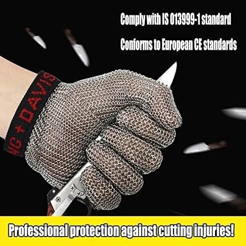 Anti-cut Gloves Stainless Steel Cut Resistant Gloves, Safe Working Butcher Gloves, Woodcarving Glass Cutting Machinery Factory Chain Armor Gloves, 2 Pcs(Small)