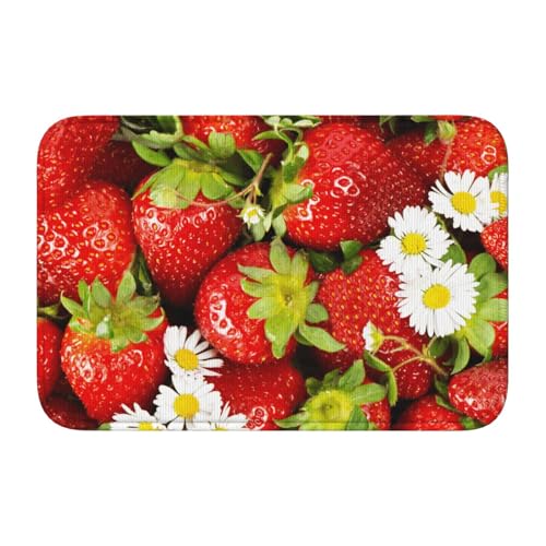 玄関マット イチゴ柄 いちご 苺 足拭きマット バスマット 滑り止め 吸水 速乾 お風呂マット おしゃれ かわいい 吸水速乾 厚手 防音 業務用 家庭用 40×60cm