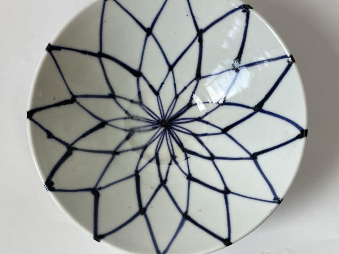 作家物　陶芸家　加藤静允　染付　網代文様　網文様　茶碗　深皿　初期伊万里　写 作家物 陶芸家 加藤静允 染付 網代文様 網文様 茶碗 深皿 初期