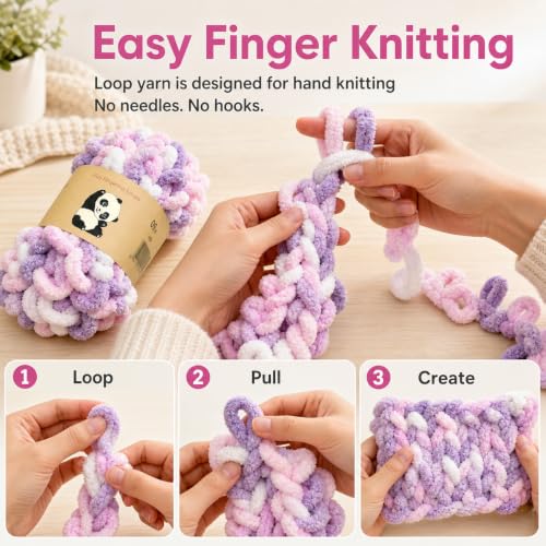 Image of Loop Yarn 5Packs,Shenlin Chunky Chenille Yarn for Hand Knitting Baby Blanket,Machine Washable Polyester Fluffy Thick Bulky Yarn for Scarfs,Craft Projects