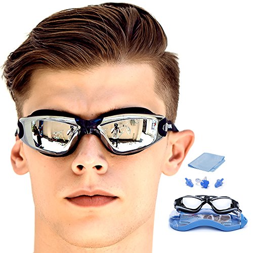 [#1 TOP RATED SWIMMING GOGGLES]Swim Goggles with FREE Protective Case, Nose Clip, Ear Plugs,clear swimming goggles Prescription No Leaking Anti Fog UV,for Adult Men Women Youth Kids Child by GAOGE