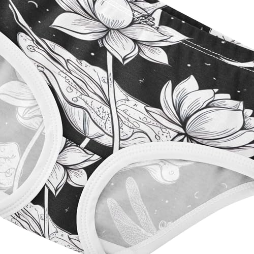 White Lotus Flowers Dragonflies Girls Underwear Toddlers 2t Cotton Panties for Girl Bright Briefs Kids Undies4