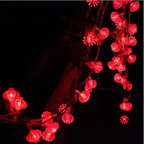 Amants01 13ft/4M 40 LED Red Lanterns String Lights Battery Operated Fairy String Lights for Wedding, Chinese New Year,Spring Festival,Party Decoration,Christmas. Cover