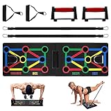 LIGHIGH Push Up Board, Faltbares Multifunktions Fitness Board mit Handgriff & Resistance Band, Man und Women Liegestütz Brett, Home Fitnessgerät für Muskeltraining, Krafttraining und Effektiv Formen