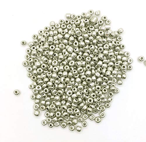 1100 x 4mm Glass Seed Beads - Metallic Color - 6/0 - Pony Beads for Kids Choice of Colours (Silver), Gold,Black,Silver, 3,6 mm ~ 4 mm - Image 2
