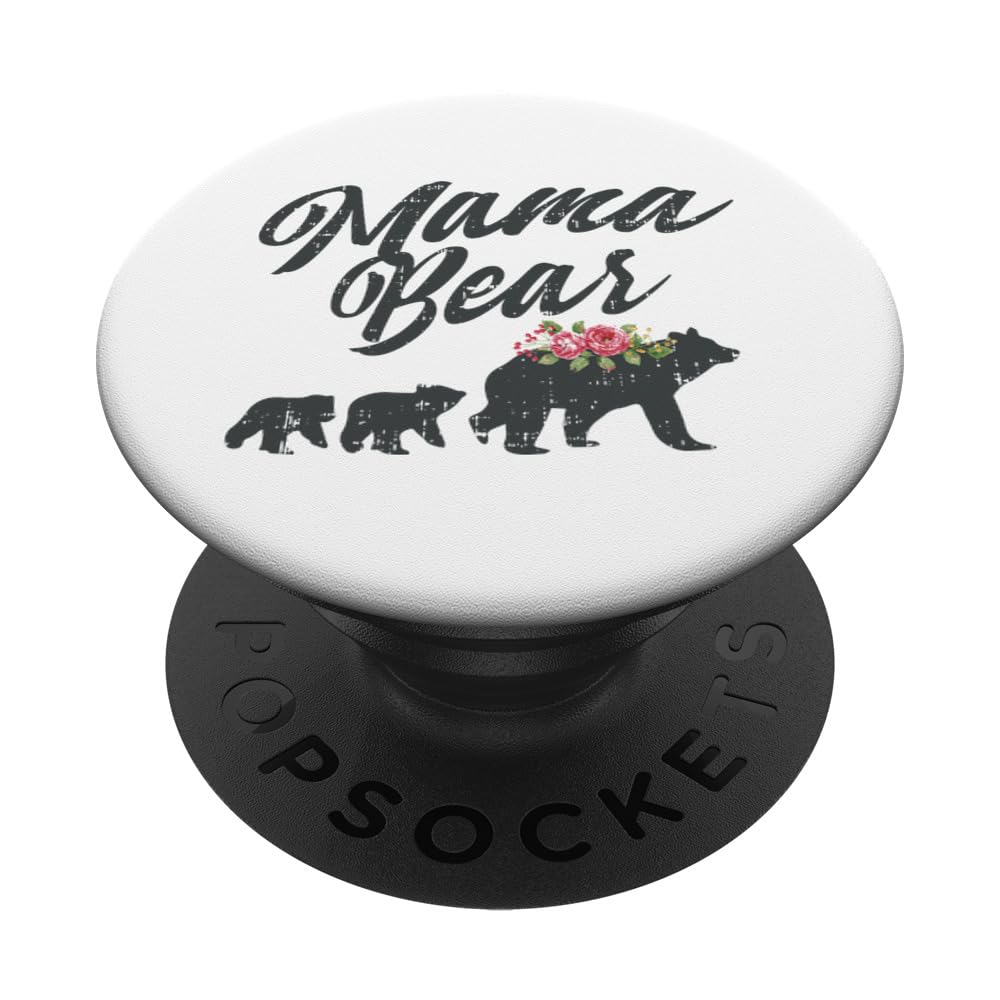 Mama Bear Family Cute Floral Mothers Day Mommy Gift PopSockets Adhesive PopGrip
