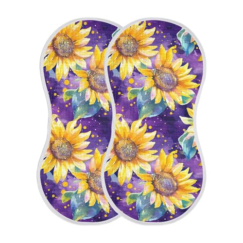 xigua Sunflowers Baby Burp Cloths for Newborn Boys and Girls 4 Pack, Soft & Absorbent Cotton Baby Burp Cloth, Baby Washcloths, Newborn Towel, Burp Rags2