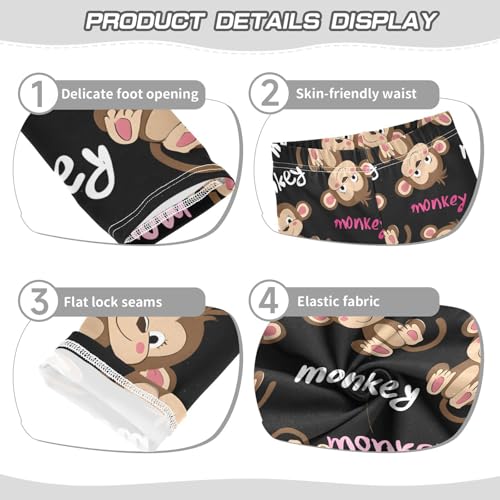 ALAZA Girls' Leggings Children's Yoga Pants Skinny Printed Dance Monkey Cute Black Comfortable 4T2