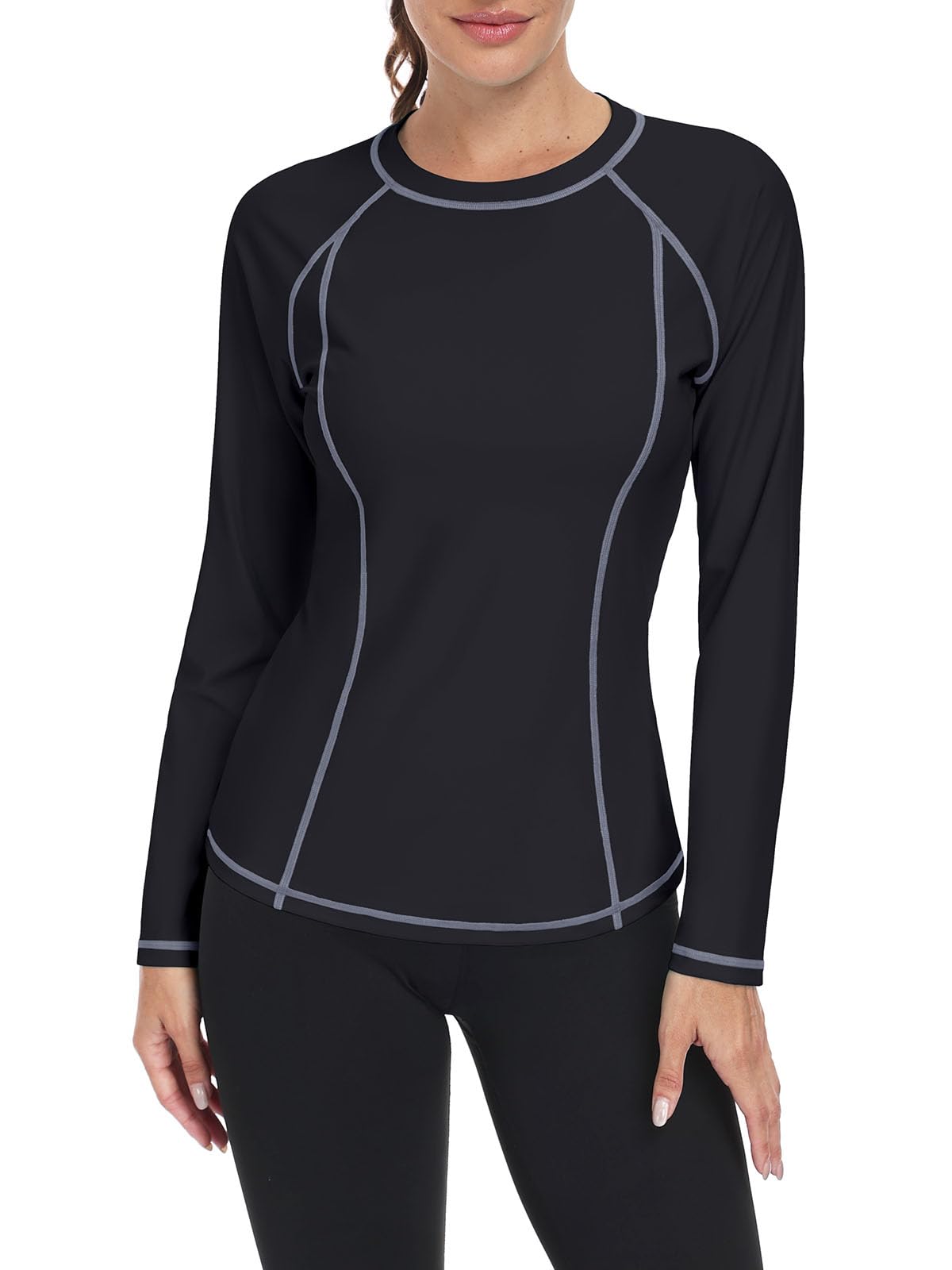 ATTRACO Damen Rashguard UV-Schutz Shirt Langarm UPF 50+ Schwimmshirt für Wasser Strand Surfen Schwimmen Schnelltrocknend