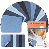 Iron On Patches For Clothes 24pcs, Iron On Patches For Jeans, Cotton Denim Repair Patch for Inside Jeans Fabric Kit, Jeans Knee, Pants, Clothing 3" by 4-1/4" Blue&Black