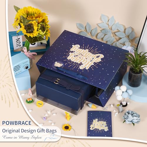 Image of 13 inch Blue Happy Birthday Gift Bag with Tissue Paper and Greeting Card | Happy Birthday Gift Bag for Men Women, Gift Bags Medium size(1 PCS Blue)