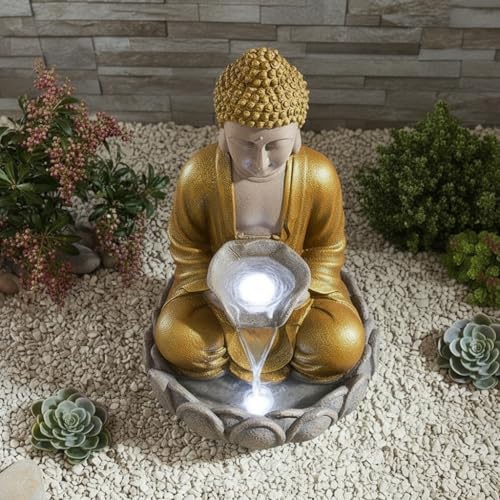 Image of Swarnhouse Decorative Water Fountain with LED Light, 2 Feet, Indoor Tabletop Waterfall for Home Office Garden (Jarkan)