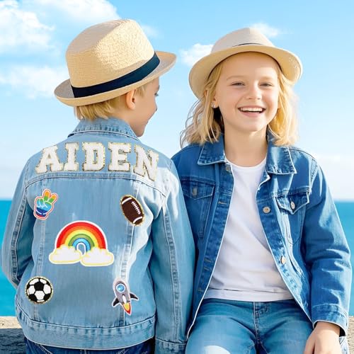 Personalized Kids Denim Jacket with Names, Custom Girls Jean Jackets Clothes, 1-14 Year Old Girl Boy Birthday Easter Gifts, Outerwear Spring & Fall Long Sleeve Jackets for Toddlers Girls Boys2