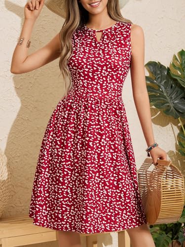 Image of GUBERRY Womens Summer Dress Sleeveless Crewneck Flowy Sun Dresses Casual Midi Dresses with Pockets