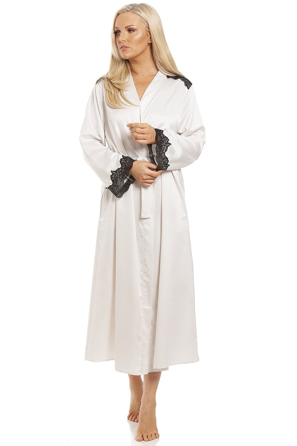 Camillewomens Antique Satin Long Wrap Ladies Luxury Dressing Gown