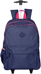 Mochila Escolar, com Rodinha, Rolling Crinkle, 50 cm, Azul Neon - Sestini