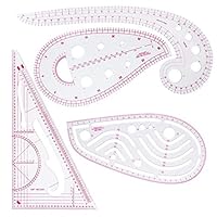 Sewing 4 Pcs Clothing Fashion Ruler Set - Metric, French Curve for Dressmaking - Plastic Dress Curve Rulers, Pattern Design Drawing Template, Tailor Tool for DIY Clothing