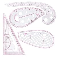 Sewing Ruler 4 Pcs Clothing Fashion Ruler Metric Ruler French Curve Ruler for Sewing Dressmaking Plastic Dress Curve Rulers Sewing Tools Pattern Design Drawing Template Tailor Tool for DIY Clothing