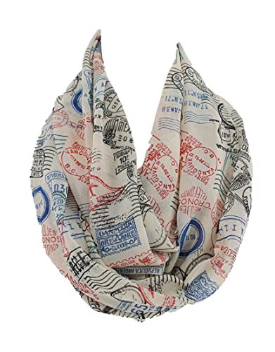 Etwoa's Postal Stamp Travel Infinity Scarf Traveller Gift