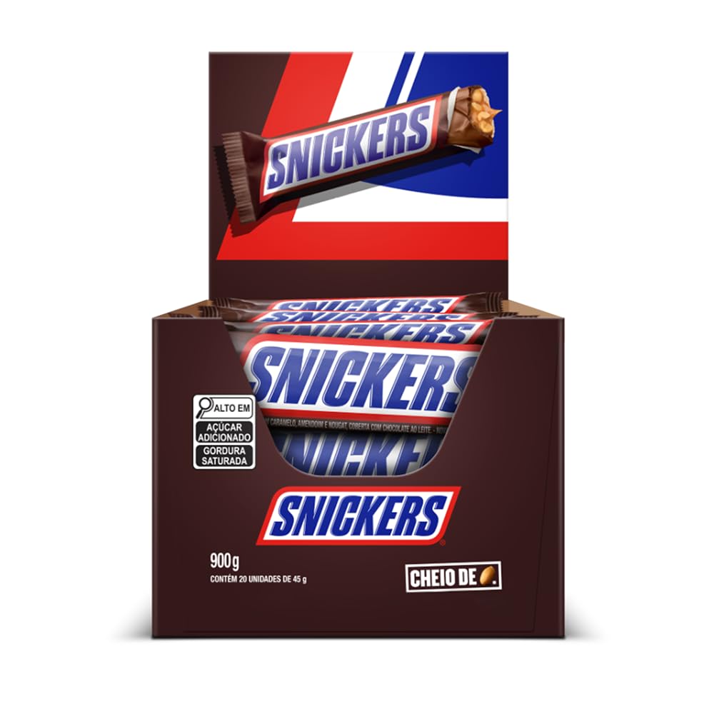 Chocolate Snickers Original - Display com 20 unidades de 45g