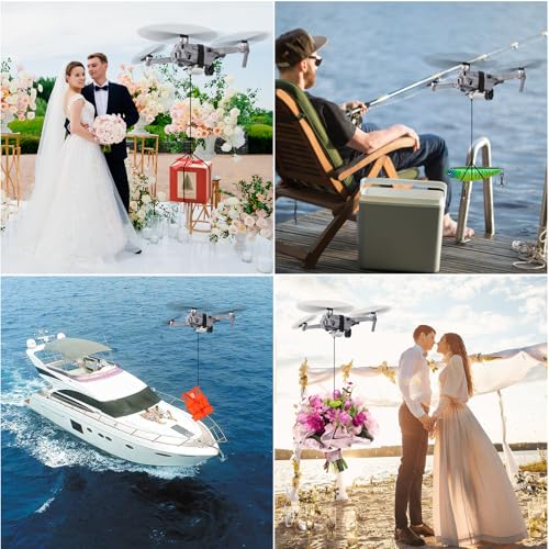 universal drone airdrop system compatible with dji mavic mini 4 pro mini 3 mini 2 air 2 air 2s mavic 3 pro mavic 2 - payload clip release device airdropper with fish bait ring thrower accessories drones not included