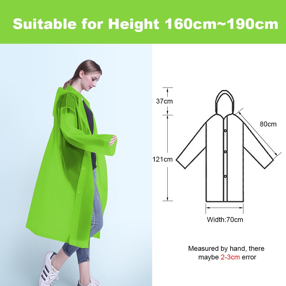 Vicloon Poncho Impermeabile, 2 Pcs Impermeabile per Adulti da Portatile Eva Trasparenti Riutilizzabili, Cappotto di Pioggia Poncho per Uomo e Donna per Pesca, Parchi Acquatici e Altro Ancora
