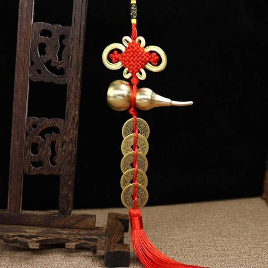 Amazon.co.jp: Merucy 風水 ひょうたん 五帝銭 付き 瓢箪 繁栄