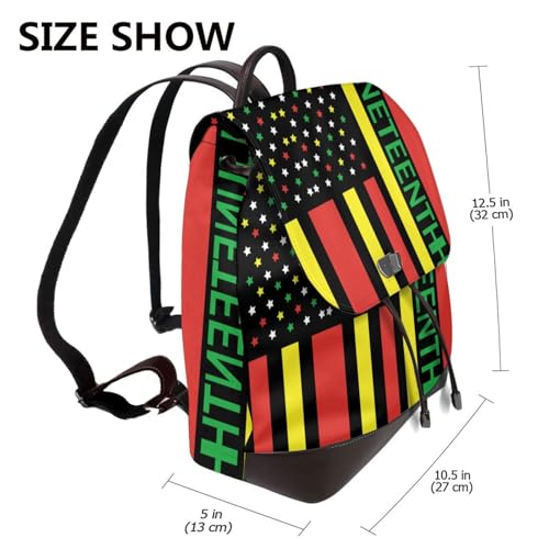 Juneteenth African American Flag Microfiber PU Leather Backpack Lightweight Daypack Bag for Travel Business Commute Gym2