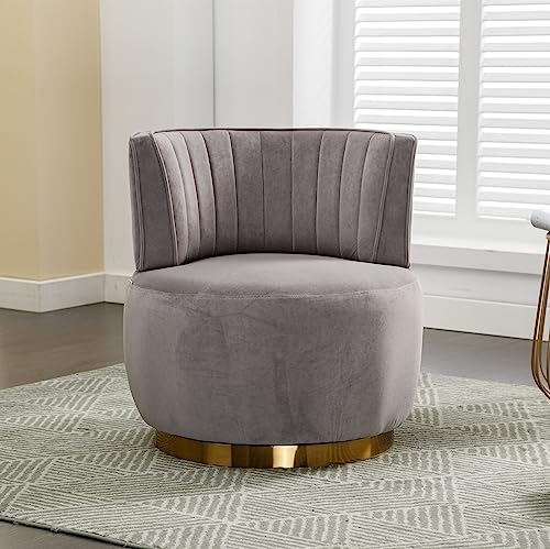Sillón Giratorio Moderno Terciopelo Gris miniatura 1