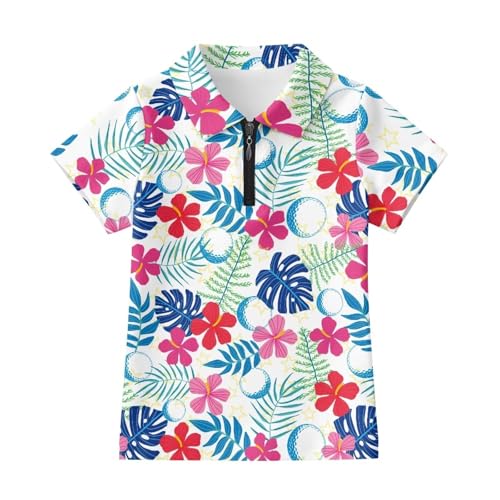 Quick Dry Athletic Tops for Girls Short Sleeve Collared Golf Shirt Quarter-Zip Design3