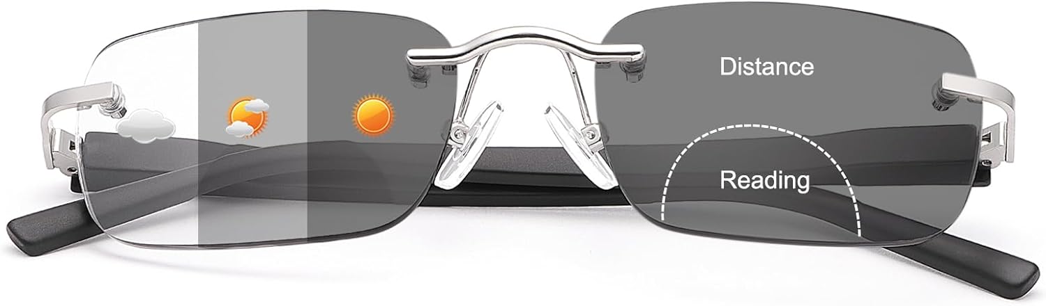 YIMI Photochromic Bifocal Reading Glasses Spring Hinge UV Protection Sun Readers Anti Eyestrain Glare Glasses for Men Women
