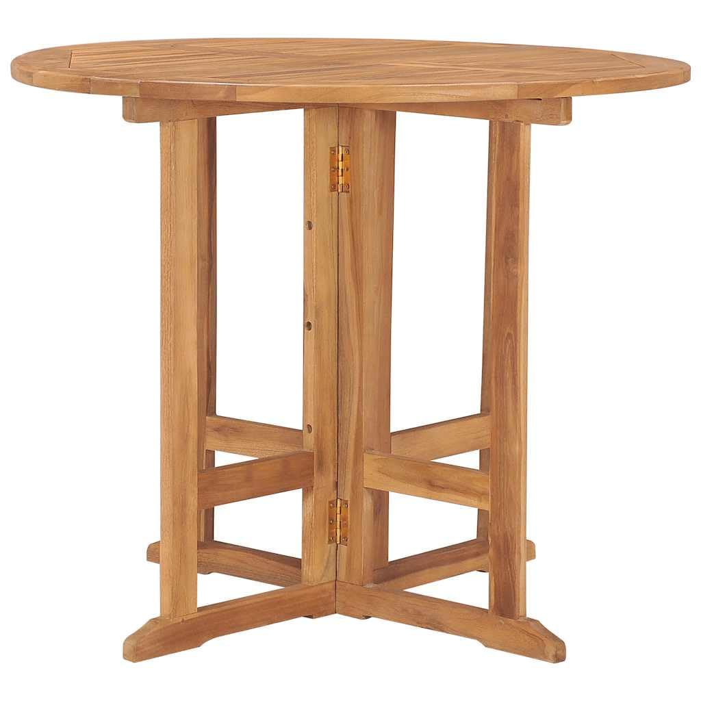Générique Tavolo Da Giardino Pieghevole Teak 90 Cm Rotondo | Legno duro di teak robusto, design salvaspazio, facile da piegare, ideale per spazi esterni