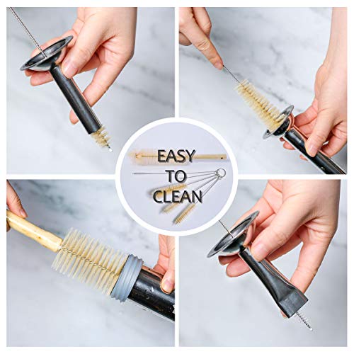 WILDDIGIT Beef Jerky Gun, Jerky Maker Gun, Easy Clean Stainless Steel Jerky Making Kits, Handheld Sausage Stuffers with 5 Pcs Beef Stick & Flat Strip Nozzles (Stainless Steel) and 6 Pcs Brushes